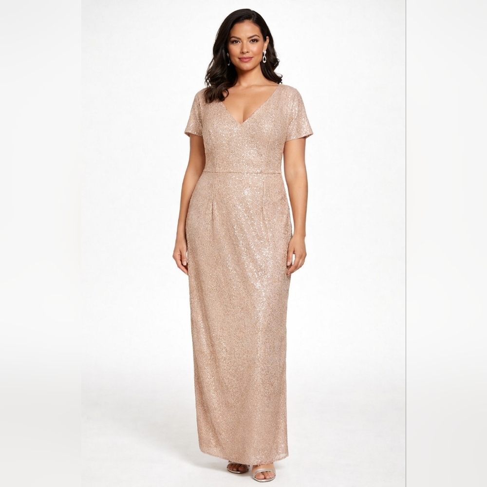 Adrianna Papell Sequin Formal Dress Gown Size 14 NWT
